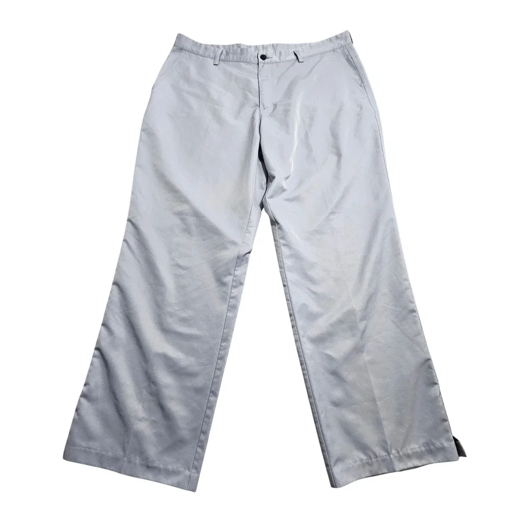 Adidas Golf Pants Mens 38x30 Gray Climalite Flat Front Straight Leg AE7002
